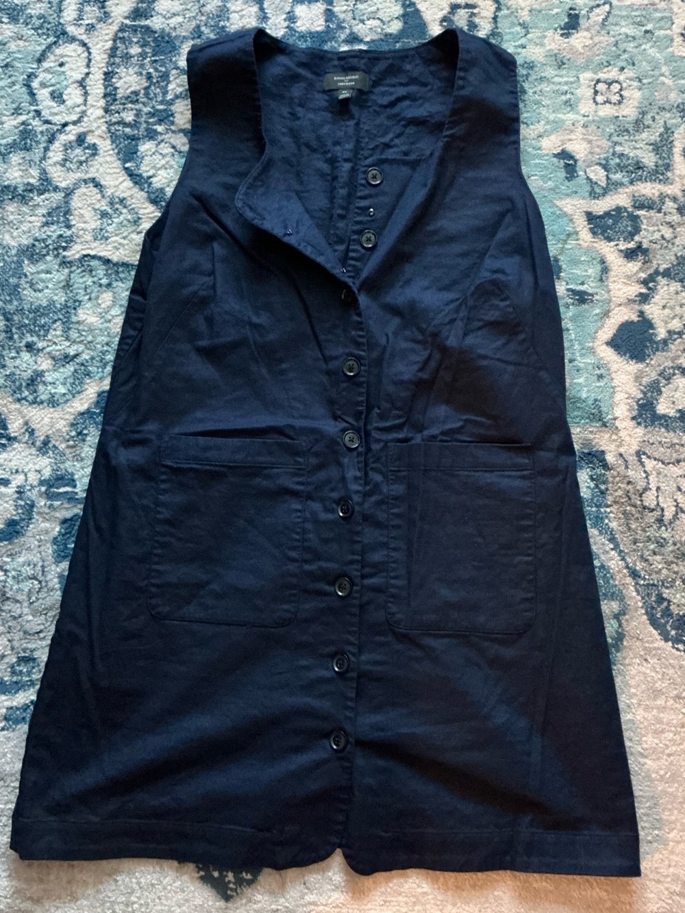 Banana Republic Factory linen blend navy blue dress. Size XL.